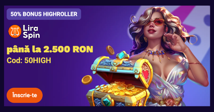 Liraspin cazinou online banner principal cu bonus de highroller 2500 RON